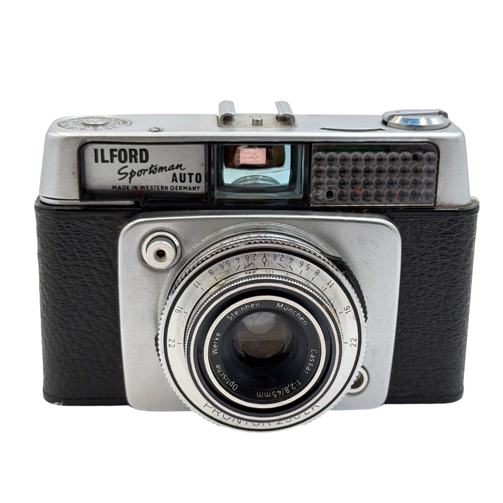 Vintage Ilford Sportsman Auto 35mm Camera Steinheil Cassar 45mm f2.8 Lens Works